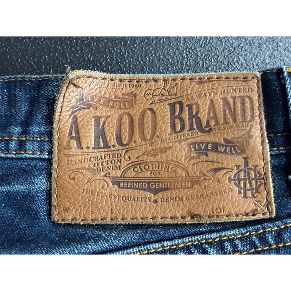 AKOO Men’s Size 32x32 Distressed Blue Denim Jeans Streetwear Baggy Fit - Picture 6 of 15